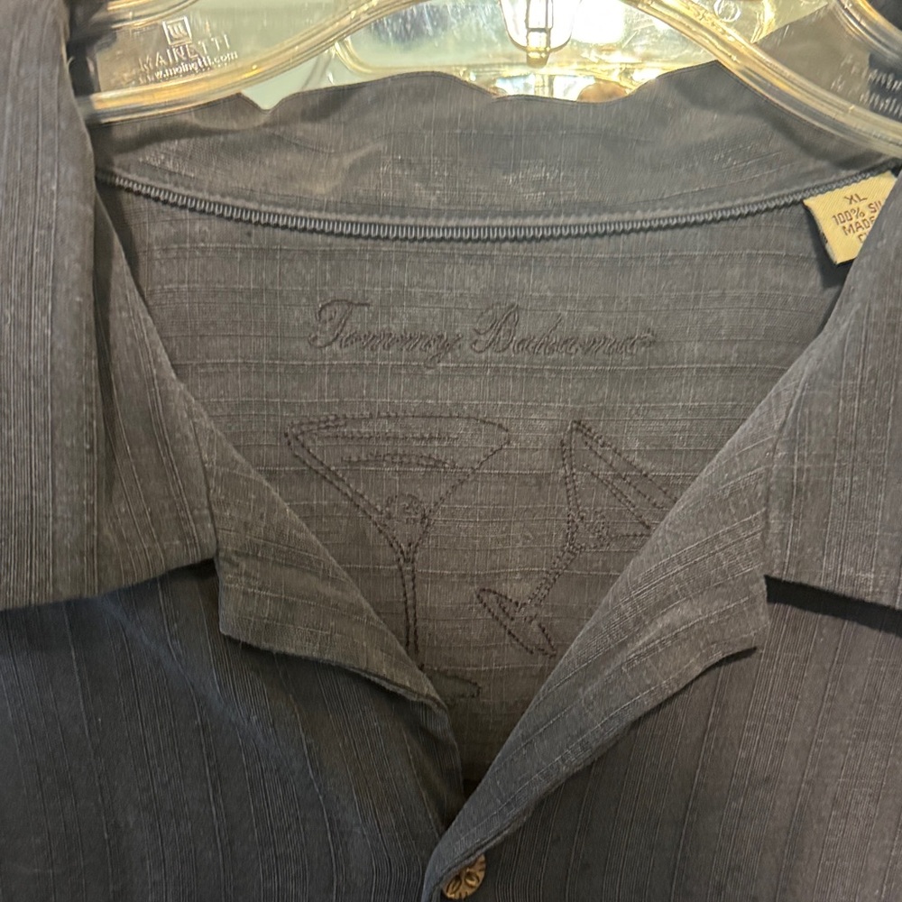 Tommy Bahama Navy Button-Up Shirt. 100% Silk